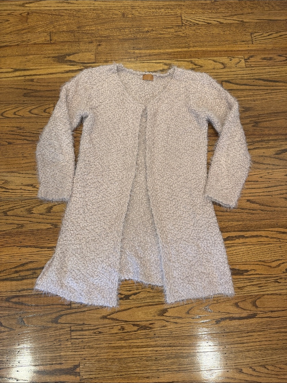 POL Cozy Open-Front Bouclé Cardigan Sweater - Cream size small